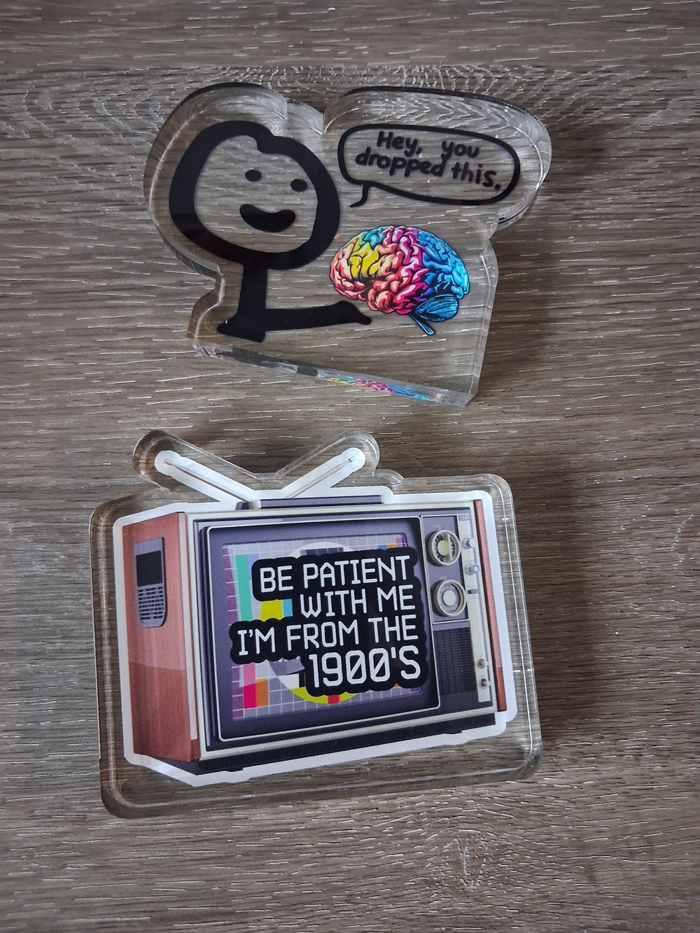 Handmade Colorful Brain & Retro TV Acrylic Meme Set